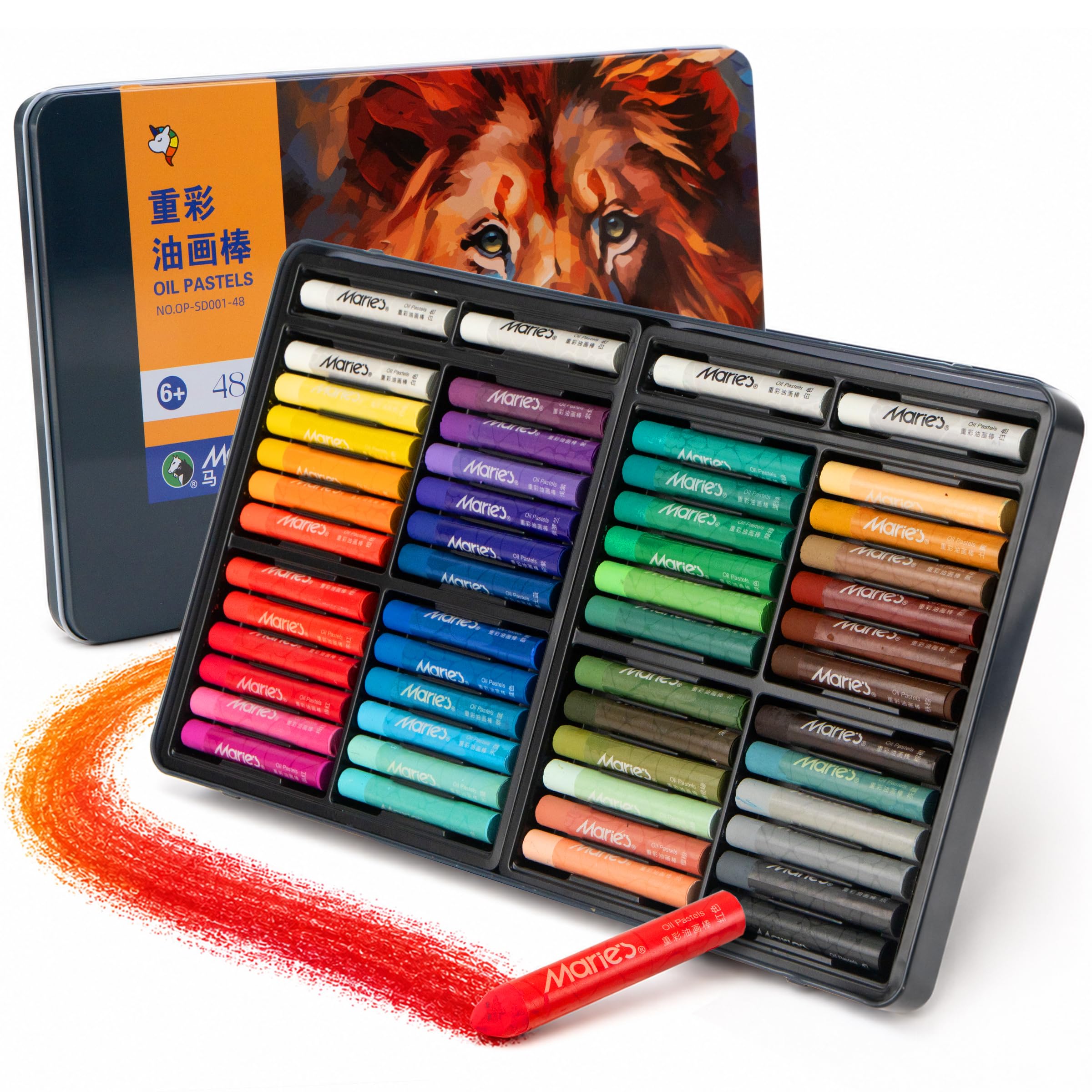 Amazon.com: Oil Pastels for Artists, 10 x 70 mm, Metal Tin, 48